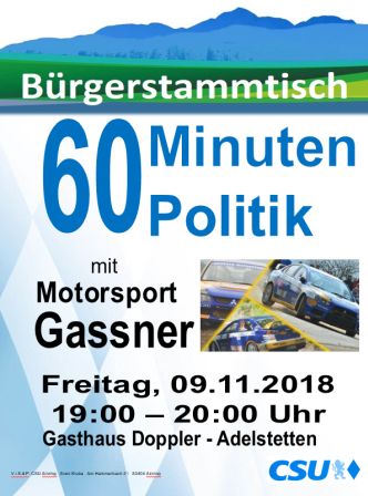 Plakat CSU Stammtisch - Motorsport Gassner -332-