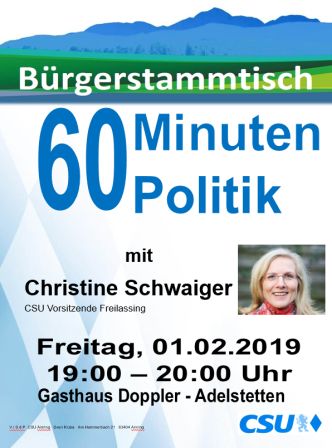 Plakat CSU Stammtisch - Schwaiger